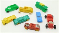 8 Vintage Plastic Toy Vehicles - 1 Train Car