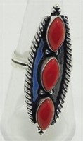 Red Coral Ring - Size 7 1/2