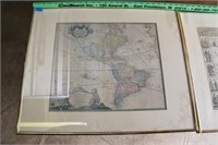 three framed map prints