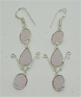 Pink Chalcedony 2.6" Hook Earrings