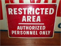 Restricted Area Metal Sign - 14"x10"