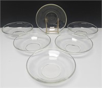 6 Shallow Clear Glass Bowls