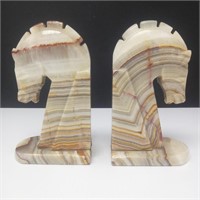 Vintage Onyx Horse Head Bookends