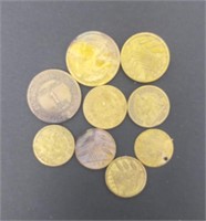 8 Assorted Brass/Bronze Coins
