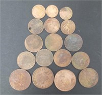 13 Assorted Vtg Copper Coins