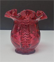 Fenton Cranberry Red Diamond Optic Vase