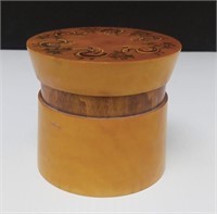 Vintage Handcrafted Lidded Round Wood Box
