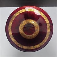 Large Modernist Red Gold  Glass Bowl