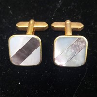 1950s Mother of Pearl Solid Brass Cufflinks