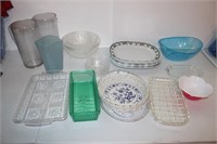 lot kitchen plastics pitchers platters etc.