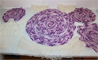 lot crocheted doiles w purple
