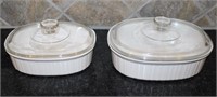 two pieces Corningware French white casseroles