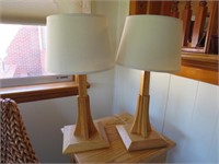 Oak Table Lamp Pair
