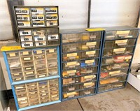 MULTI DRAWER CUBBY CABINETS w/ CONTENTS