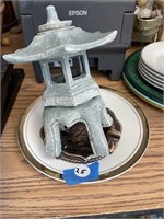 Pagoda Figurine with collectible plates misc