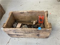 Wood crate with hardware
