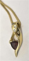 14K Gold Ruby & Diamond Pendant Necklace 8.6 Grams