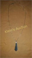 Vtg alpaca Silver Pendant Necklace 925 20" chain