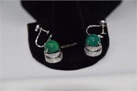 Sorrento Sterling Earrings with Green Stones