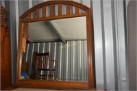 Beveled Mirror with Oak Frame, Measures 47 x 40