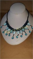 sapphire blue crystals hand made necklace