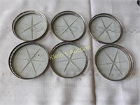 Sterling & Glass Coasters Set Of 6