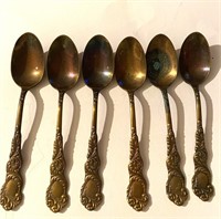 (6) Late 1800s Brass Spoons by. D. H. Mc C @ Co