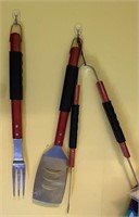Grilling Utensils Including Tongs, Spatula & Fork