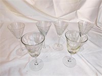 6 Floral Cocktail Glasses