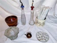 Oil Cruet Bottles Fossil Jar Vintage Glass Candy