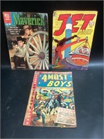 3 Vintage 10 Cent Comic Books,Low Grade