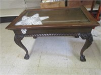 Antique End Table 17.5"x27.5" Glass Tray Comes Off