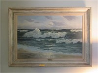 Framed Oil on Canvas Seascape
