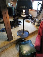 2 Assorted Floor Lamps & 1 Vinyl Covered Footstool