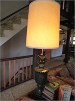 Tall Table Lamp & Wood Side Table w/Storage