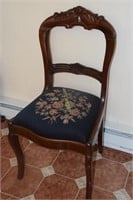 Victorian Carved Back Walnut Chair with Needle