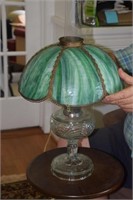 Lincoln Drape Aladdin Oil Lamp with Emerald Slag