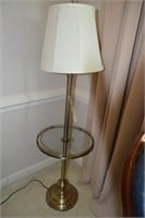 Brass Floor Lamp with Glass Shelf