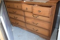 10 Drawer Solid Oak Dresser by Sumpter,