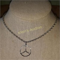 sterling twist necklace with Mercedes pendant