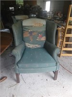 Pair of Wingback Chairs Golfer Motif