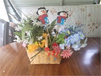 Large Basket with Artificial Flowers
