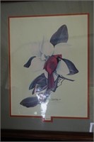 Framed and Matted Magnolia & Cardinal Picture