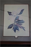 Framed and Matted Magnolia & Blue Bird Picture
