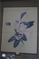 Framed and Matted Magnolia & Chickadee Picture