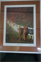 Framed and Matted Horse and Fence Picture