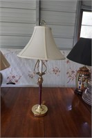 Brass Candlestick Lamp with Shade