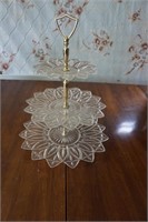 Vintage Three Tier Glass Serving Tray