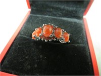 NEW FIRE OPAL SIZE 6 RING STAMPED 925