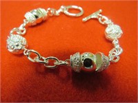NEW 8" BALL & CHAIN BRACELET STAMPED 925